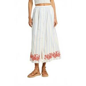 NEW TROVATA lisette midi skirt in cerulean stripe